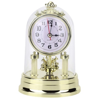 Mumusuki Tischuhren, Standuhr Nostalgisch Deko Vintage Wohnzimmer Uhr mit Haube Kunststoff Uhr zum Hinstellen als Kaminuhr Antik Drehpendeluhr Deko Geschenk (Gold)