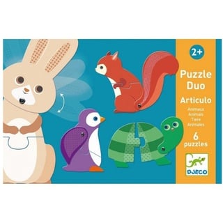 DJECO Spiel, DJ08175 Lernspiele: Puzzle duo/trio: Articulo Tiere
