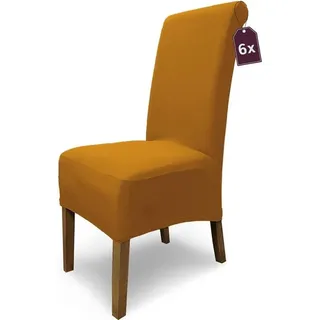 Famanu Stuhlhussen Stretch Emma - elastisch, kupfer-braun, Set von 6 Stück