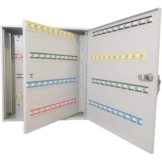 LEOMAR Schlüsselschrank, Schlüsselkasten mit 160 Haken, Schlüsselbox aus Stahlblech, mit Festen Hakenleisten, Organizer zur Wandbefestigung, Abschließbar, mit Montagematerial, 12 x 39 x 42 cm