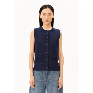 KOMPAKTE STRICKWESTE |  100% Bio-Baumwolle - blau (M)