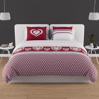 Soleil d'ocre, Bettwäsche-Set mit Bettdeckenbezug aus Baumwolle 57 Fäden 240x220 cm Passion Rot