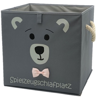 Sappralot Kids - Bär Aufbewahrungsbox grau für Kinder, Baby Aufbewahrungskorb, schöne praktische Spielzeugkiste für jedes Kinderzimmer, kompatibel mit IKEA Kallax Regale (33x33x33), Bär (rosa)