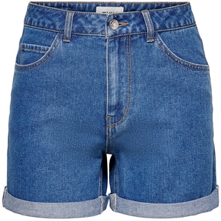 Only Damen Jeans Short ONLVEGA LIFE HW MOM Blau 15230571 Hoher Bund Reißverschluss XS