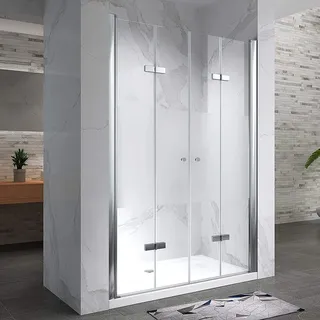 i-flair Duschfalttüren 100-104 cm - Höhe: 195 cm, Duschabtrennung aus 6 mm teilsatiniertem ESG Sicherheitsglas mit Nanobeschichtung