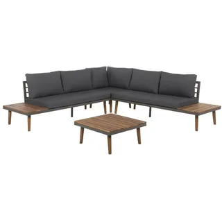 Beliani Lounge Set 4-teilig 5-Sitzer Akazienholz grau/braun