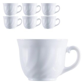 Arcoroc Kaffeetassen Trianon ARC D6921, 220ml, Opalglas, weiß, 6 Stück