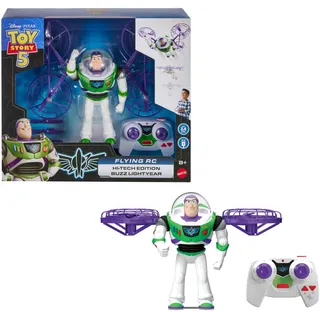 Mattel Disney und Pixar Toy Story 5 Fliegende Figur mit Fernbedienung, Hi-Tech Edition Buzz Lightyear mit Fernbedienung, Electronic Split Wing Space Ranger, JKV53