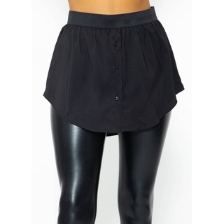 SASSYCLASSY Unterrock Mini Unterrock Damen in Unifarben Blusenrock mit Gummibund und einer Knopfleiste in Satin-Optik schwarz S/M