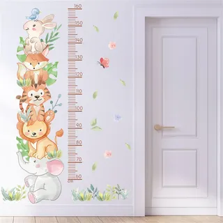 Messlatte für Kinder, Waldtiere Wandtattoo Kinderzimmer, Kinder Höhe Diagramm Wandsticker Wald Tiere Wandaufkleber, Skala misst 60-160cm, Geschenke für Jungen & Mädchen (Waldtiere-C)
