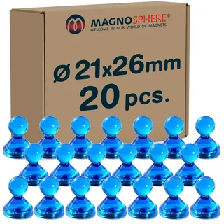 Magnete für Magnettafel Ø 21mm Mini Magnete für Pinnwand Kühlschrank Magnete Neodym Magnet extra stark für Whiteboards, Farbe:blau