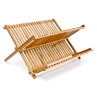 Relaxdays Abtropfgestell 10014073, Cross Bambus, Geschirr, Holz, 42x25x33cm, braun