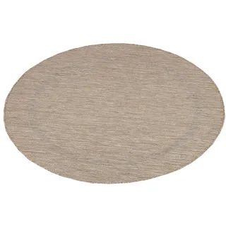 Teppium Outdoor Teppich Wetterfest 120 cm Rund Beige Sisal Optik - Küchenteppich Waschbar rutschfest, Wasserfest, Bordüre, Pflegeleicht - Ideal für Balkon, Terassen, Garten, Camping oder Küche