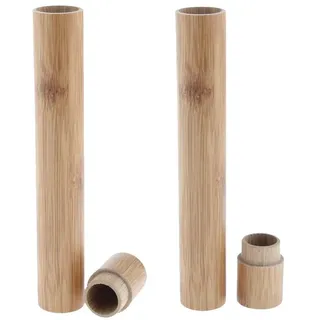 POFET 2 Stück Bambus Zahnbürstenhalter Aufbewahrungskoffer Protector Organizer 8.3 '' Tragbare Box