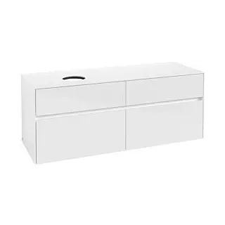 Waschbeckenunterschrank 140 x 55 cm Glossy White