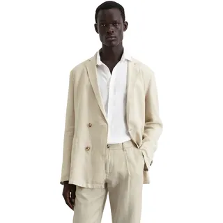 Sakko MARC O'POLO "aus reinem Leinen", Herren, Gr. 48, grau (m707), Obermaterial: 100% Leinen, unifarben, Sakkos Sakko