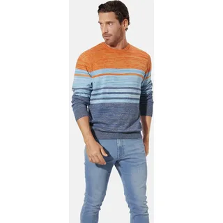 Rundhalspullover BABISTA "Pullover WALNOR", Herren, Gr. 5XL, blau (blau orange gestreift), Obermaterial: 100% Baumwolle CO., Pullover Rundhalspullover