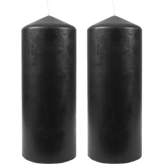 Wachskerzen (2er Pack) Schwarz Stumpenkerzen Ø6cm x 13,5cm - Kerze in vielen Farben, Lange Brenndauer - Hergestellt in EU - Kerzen Blockkerzen