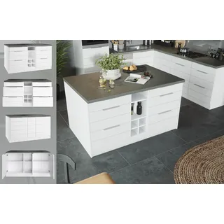 kochstation Unterschrank Kücheninsel KS-Luhe 153 x 100 x 86 cm Weiß