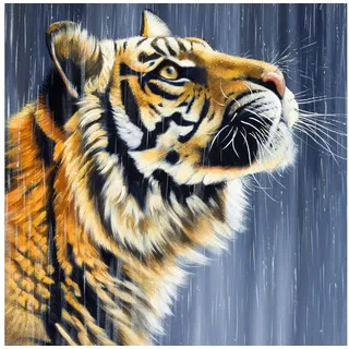 Realb2b Malen nach Zahlen 5d Diamond Painting Tiger Malen nach Zahlen 20x20cm (Komplettset für 5D Diamond Painting inklusive Leinwand, Diamanten und Werkzeugen, Diamond Painting Set mit Zubehör für DIY-Kreativität und Entspannung), 20x20cm 5D Diamond Painting mit präziser Klebeschicht & Zubehör