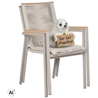 Mr. Deko Alicante Gartensessel 57 x 60 x 90 cm beige 2 St.