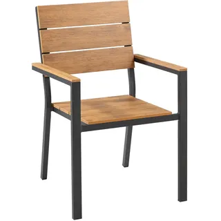Ambia Garden Gartensessel, Anthrazit, Natur, Metall, Kunststoff, eckig, 56x87x61 cm, stapelbar, wetterfest, Gartenmöbel, Gartenstühle, Gartenstühle