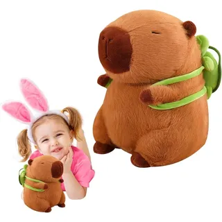 Niedliches Capybara PlüschAniamls Spielzeug mit Schildkröte Rucksack für Baby Jungen Mädchen Spielzeug Capybara Geschenke Dekor - 9Zoll