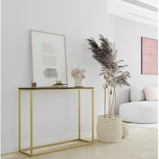 Design Möbel Konsolentisch Beistelltisch Moderner Sofatisch Flurtisch Kleiner Ausstellungstisch Moderner Beistelltisch Tisch für den Flur Tisch für das Wohnzimmer 100 cm x 80 cm x 25 cm SCHWARZ/Gold