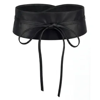 BlackButterfly Kunstleder Obi Gürtel Damen | 9 cm Breit, Bindegürtel Zum Selbstbinden, Breite Schärpenoptik, Rafft Die Mitte, Einheitsgröße, Japanisch - Einheitsgröße