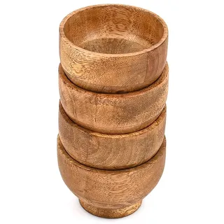 Indus Lifespace Schüssel-Set aus Mangoholz, runde Servierschale für Nüsse, Süßigkeiten, Vorspeisen, Snacks, Olive, kleine Holzschalen (7,6 x 7,6 x 5,1 cm) (4 Stück)