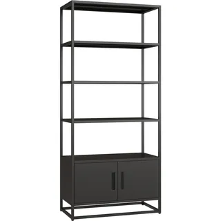 [en.casa] Bücherregal Hailuoto 80 x 40 x 180 cm Schwarz