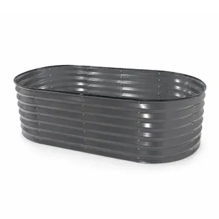 Lemodo Metallhochbeet für Kinder oval 160 x 80 x 45 cm Grau