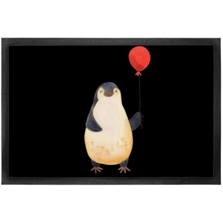 Fußmatte 60 x 90 cm Pinguin Luftballon - Schwarz - Geschenk, Schmutzfangmatte, Mr. & Mrs. Panda, Höhe: 0.3 mm, Robust & Dekorativ schwarz