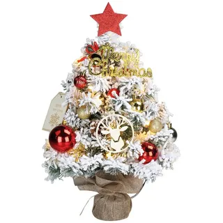 FANNOU Künstlicher Weihnachtsbaum mit Beleuchtung, Mini Tannenbaum für Weihnachtsdeko, 3 Modi 40 cm