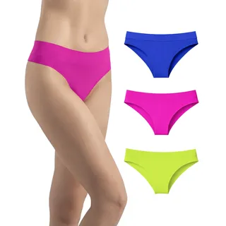 Risalti Brazilian Slip Unterwäsche Frauen Microfaser 3 Stück - String Tanga Set, Damen Unterhosen, Nahtlose Slips, Weicher als Tanga Baumwolle - Made in Italy - XXL