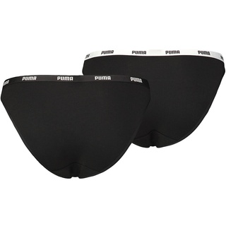PUMA Damen Bikini Slips - Iconic, Soft Cotton Modal Stretch, Vorteilspack Schwarz XS 2er Pack (1x2P)