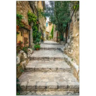 Wallario Outdoor-Poster für Garten oder Balkon Alte steinerne Gasse in Südfrankreich, Motivbanner Größe: ca. 60 x 90 cm, Outdoor-Bild