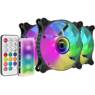 Mars Gaming MF-3DKIT Kit 3 ARGB-Lüfter 12 cm Infinity Mirror, Schwarz,