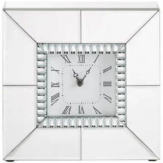 Xora Tischuhr, Silber, Glas, Holzwerkstoff, 25.5x25.5x6.3 cm, Dekoration, Uhren, Tischuhren