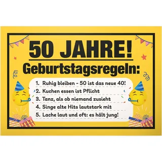 DankeDir! 50 Jahre Geburtstagsregeln - Schild 30 x 20 cm - Männer & Frauen Geschenk Geburtstagsgeschenk 50. Geburtstag - Geschenkidee Geburtstagskarte Partydeko Geburtstagsdeko 50er