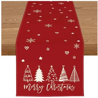 LuxusKollektion Tischläufer Tischläufer Weihnachtsdeko wasserabweisend Rot 40 x 180 cm 1 Stück (1-tlg) rot