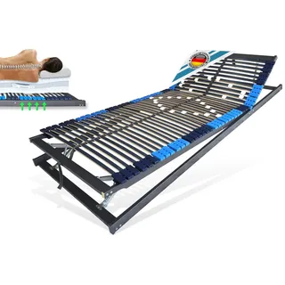 Lattenrost mit verstellbare Schulterzone & Schulterabsenkung, MONTIERT mit KF, Matratzen Perfekt, Kopfteil Verstellbar, Fußteil Verstellbar, Kopf- & Fußteil verstellbar, EXTRA SCHULTERABSENKUNG grau 100 cm x 200 cm x 6 cm