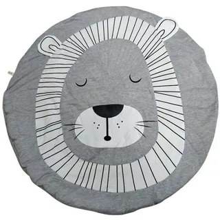 Levoberg Krabbeldecke Rund gepolstert, Krabbeldecke für Baby aus Baumwolle, 90 x 90 cm groß, Löwe Motiv, ideal auch als Babydecke, Spieldecke und Laufgittereinlage