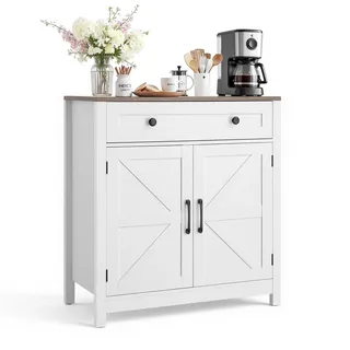 Vevor Buffetschrank Landhaus-Stil 75 x 37,5 x 80 cm Weiß/Braun