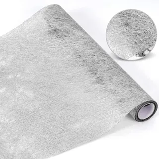 Tischläufer Silber, 30cm x 5m Glänzend Tischband Rolle Silber ,Silberener Tischläufer Papier Schmal,Silberne Metallic Hochzeit Tischdeko Dekostoff mit Beschicht für Hochzeit Kommunion Geburtstag Party