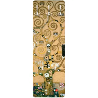 Bilderwelten Garderobe Kunst 105cm x 34cm 3D-Optik Lebensbaum Klimt Garderobenhaken Garderobenpaneel Flurgarderobe Flur-Möbel Wandgarderobe Holz