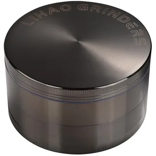 LIHAO Pollen Grinder 3" Groß 75mm Crusher für Spice,Kräuter,Gewürze,Kaffee,Herb 4-teiliges Set mit Schaber (Nickel-Schwarz)