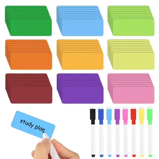 Magnetstreifen Beschreibbar 72 Stück 8x3cm Magnetschilder zum Beschriften Wiederverwendbar Beschreibbare Magnete mit Löschbaren Stiften Magnete Beschreibbar für Whiteboard Kühlschrank Metallschrank