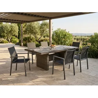 Ploß Sitzgruppe Sahara-Felino, 6 Sessel Alu und 1 Diningtisch 220x100cm