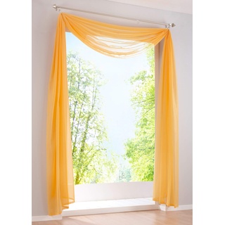 Yaland Voile Transparenter Freihandbogen einfarbig Uni Querbehang Wohnzimmer Gardinenschals (BxH 140x400, orange) 1 Stück